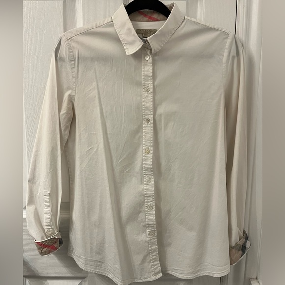 🌟HOST PICK🌟 Burberry White button down Classic Checked cuff - Picture 4 of 13